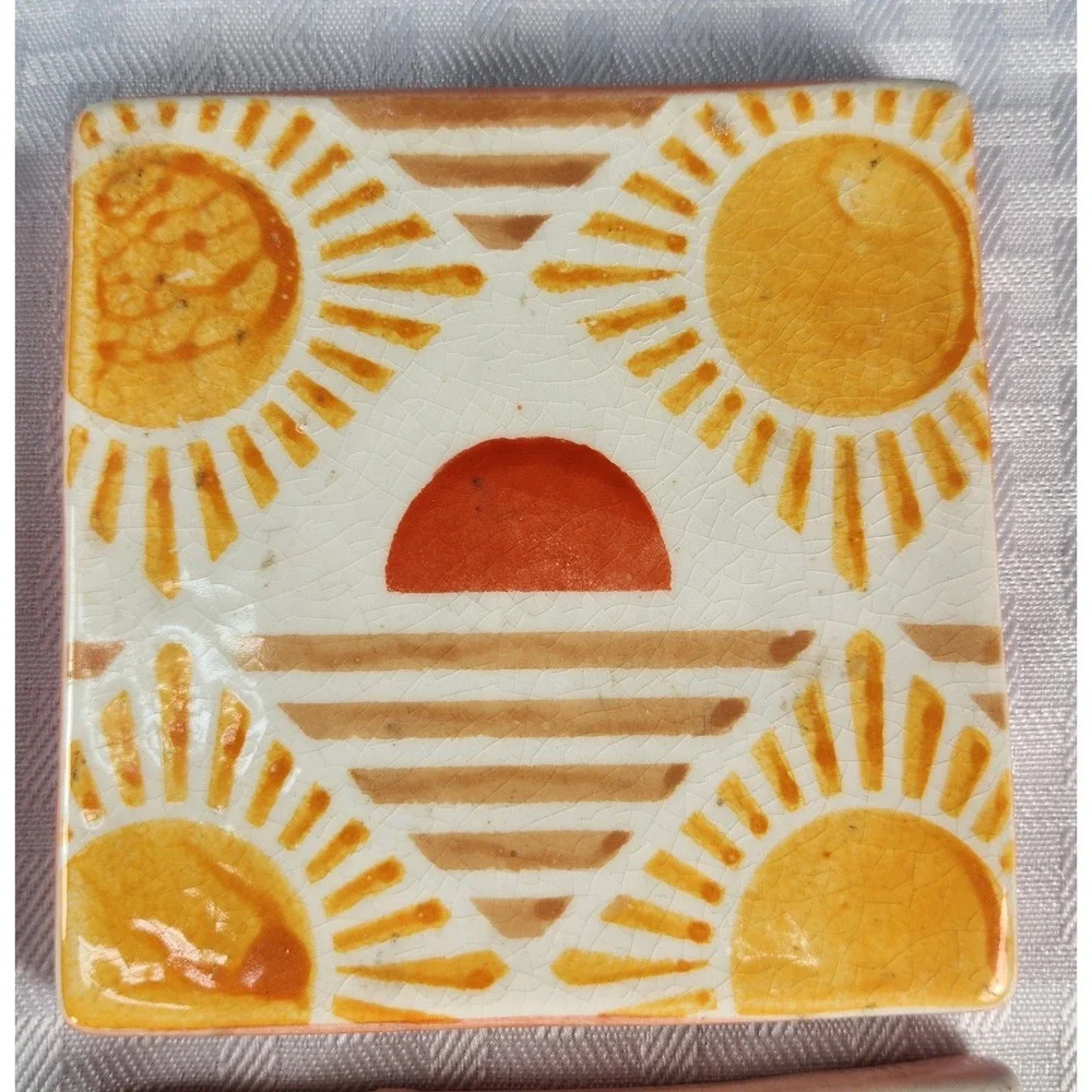 Zebra & Sunrise Coaster Trivet Set Decor 4x4